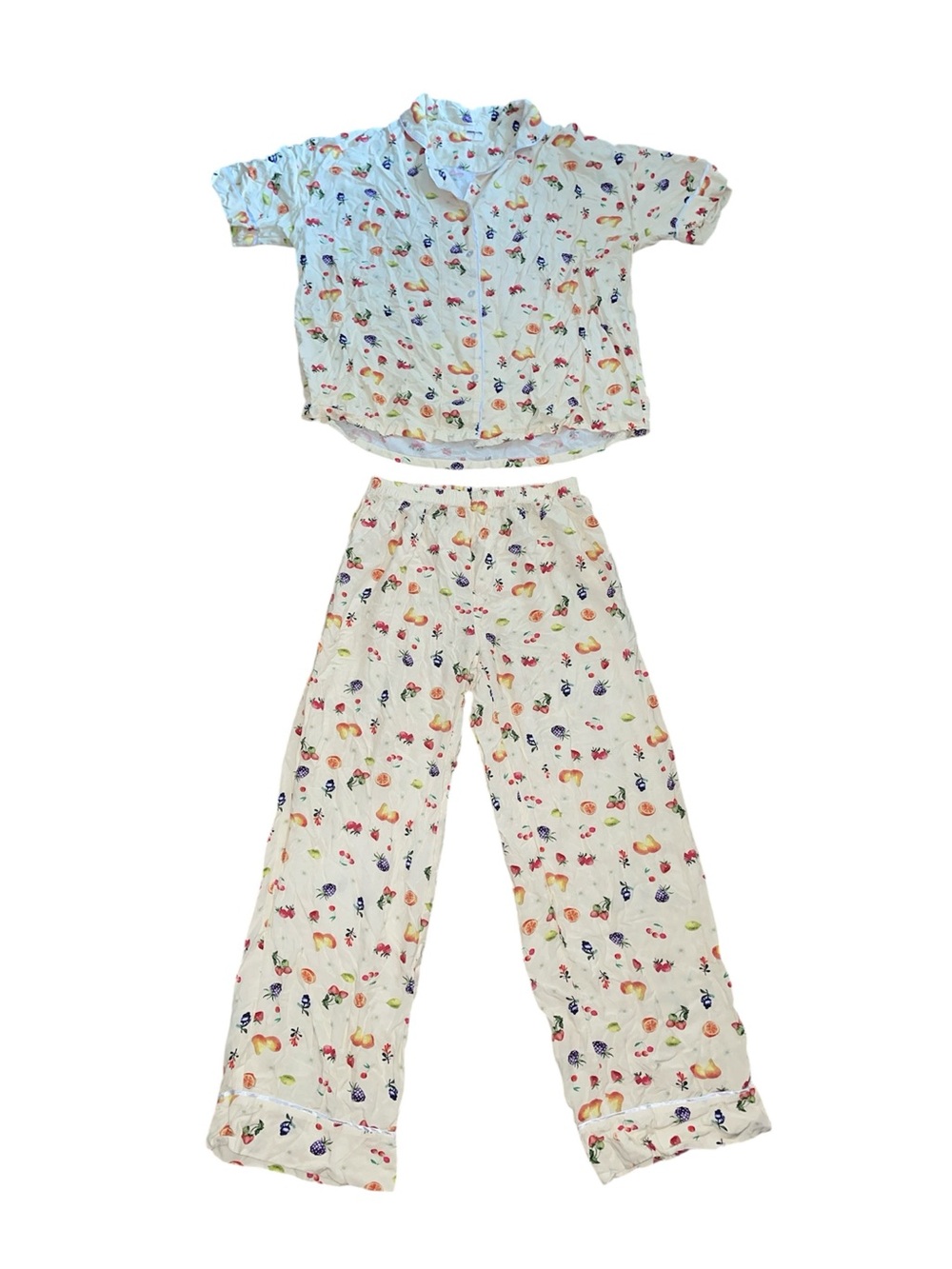 Joyous and free pale yellow fruit print pj set